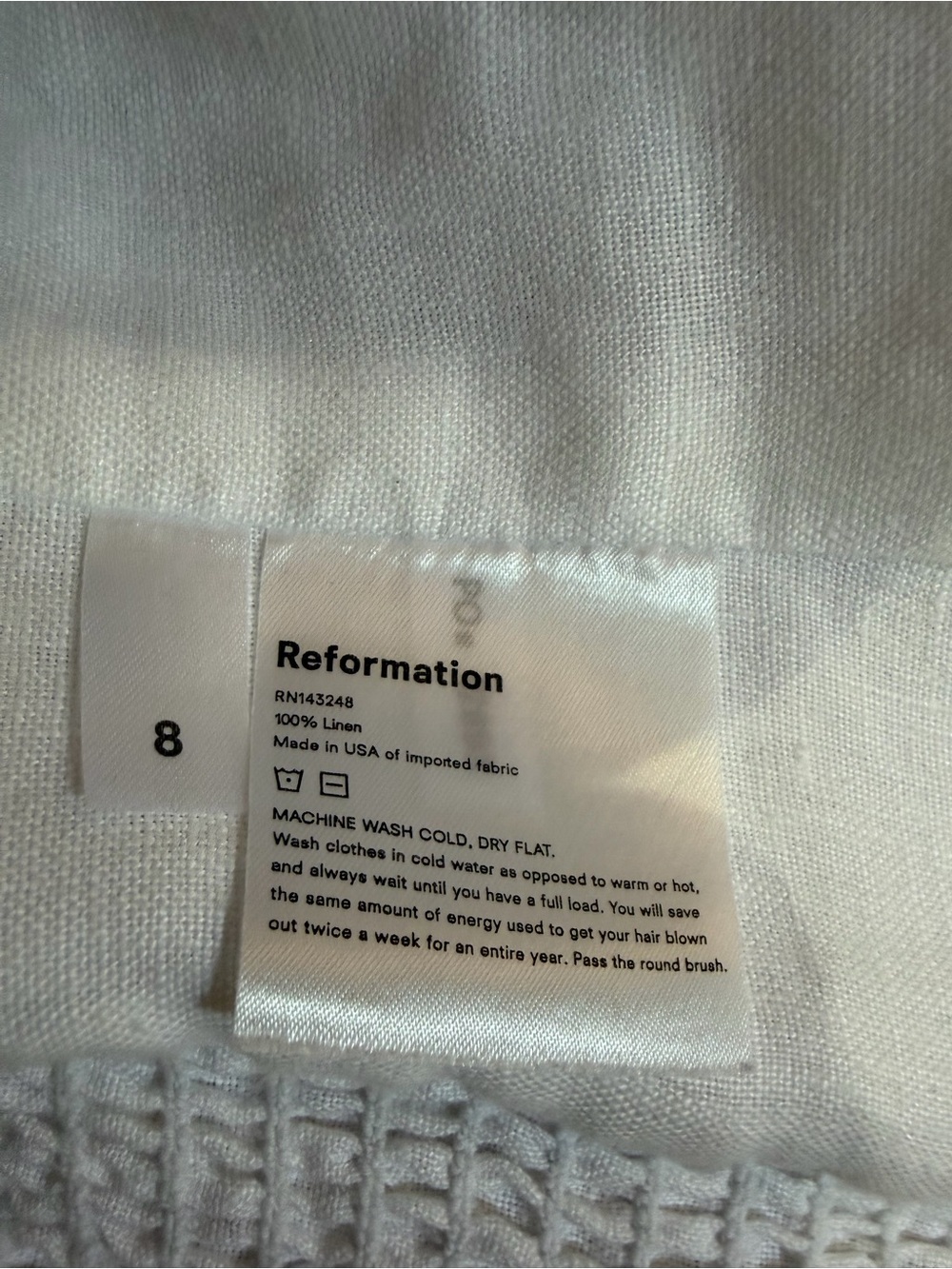 Reformation White Linen Puff Sleeve Top 8 - Picture 6 of 8